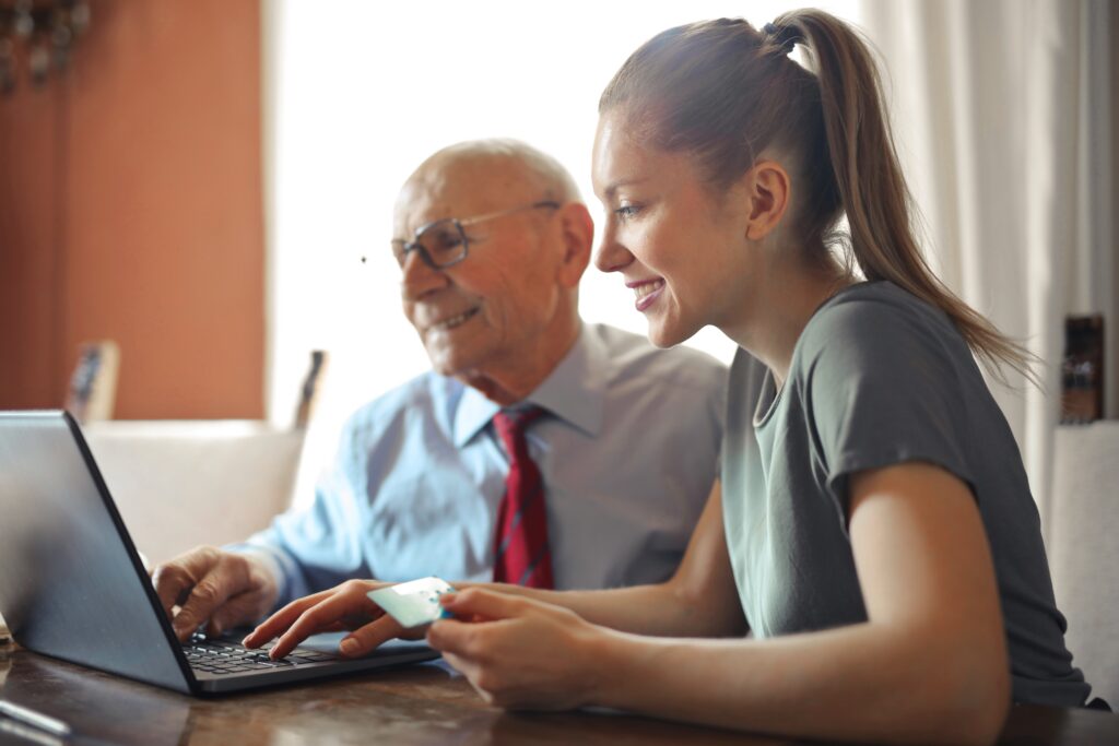 two people working together